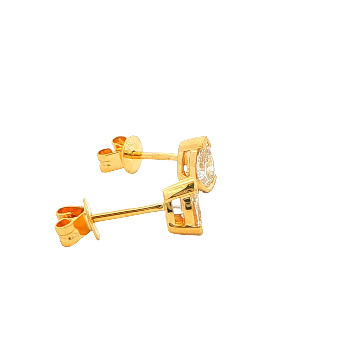 Pear Shaped Diamond Half Rub Over Set Solitaire Earrings - 0.44cts