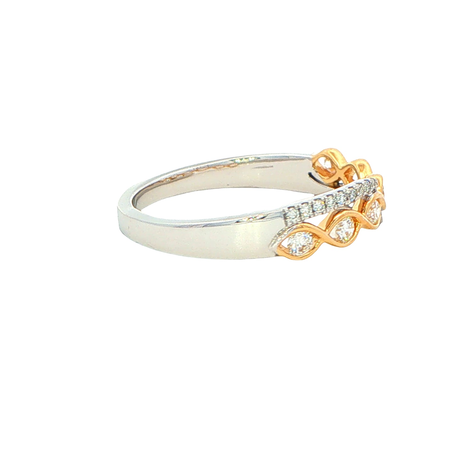 Platinum and yellow gold diamond set cross-over ring Gardiner Brothers