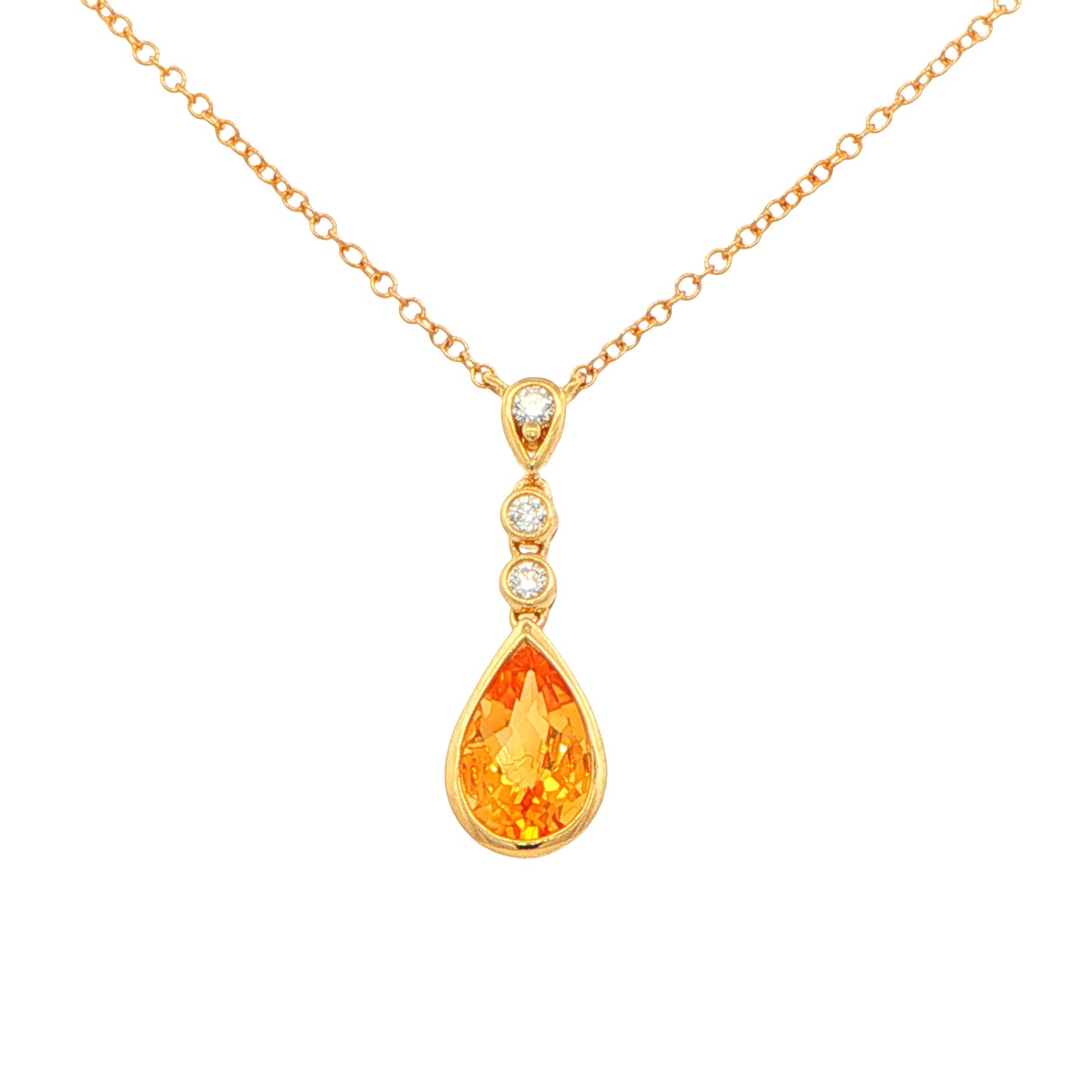 Citrine and Diamond Drop Style Pendant
