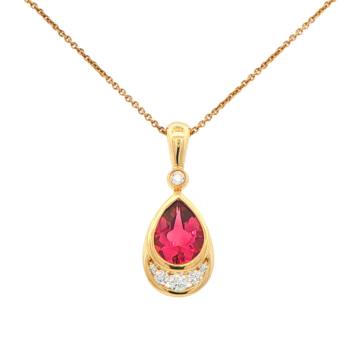 Pink Tourmaline and Diamond Fancy Style Pendant