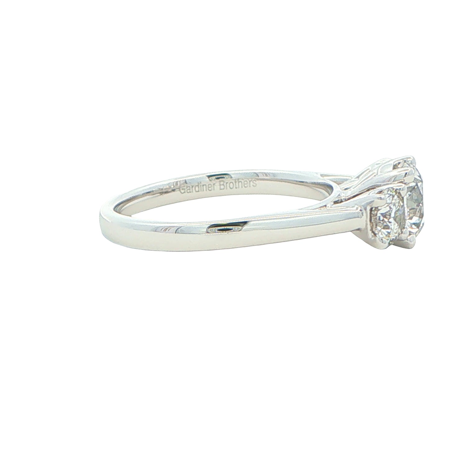Platinum Round Brilliant Cut Diamond 3 Stone Ring - 1.61cts Gardiner Brothers
