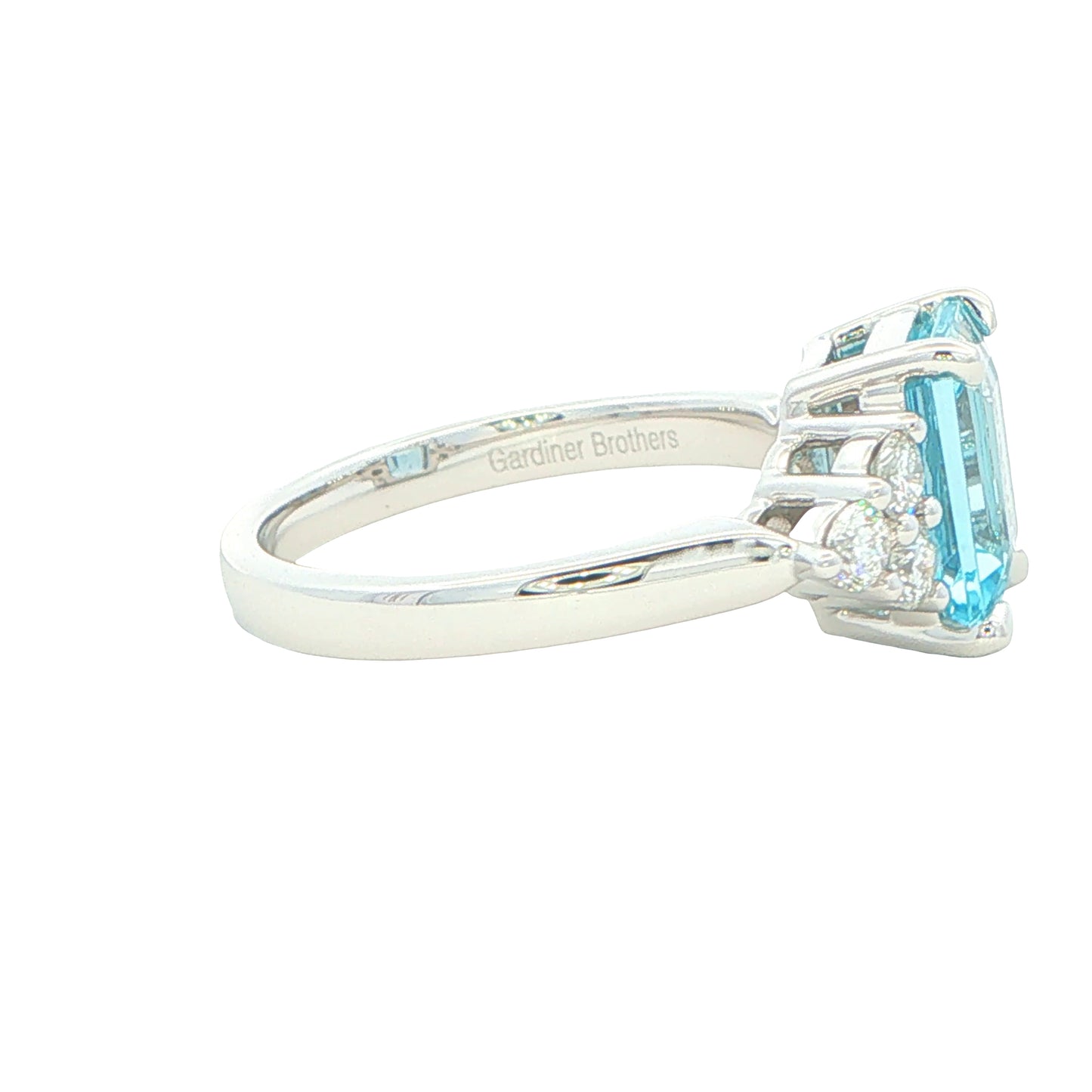 Octagonal Shaped Aquamarine and Diamond Cluster Style Ring Gardiner Brothers