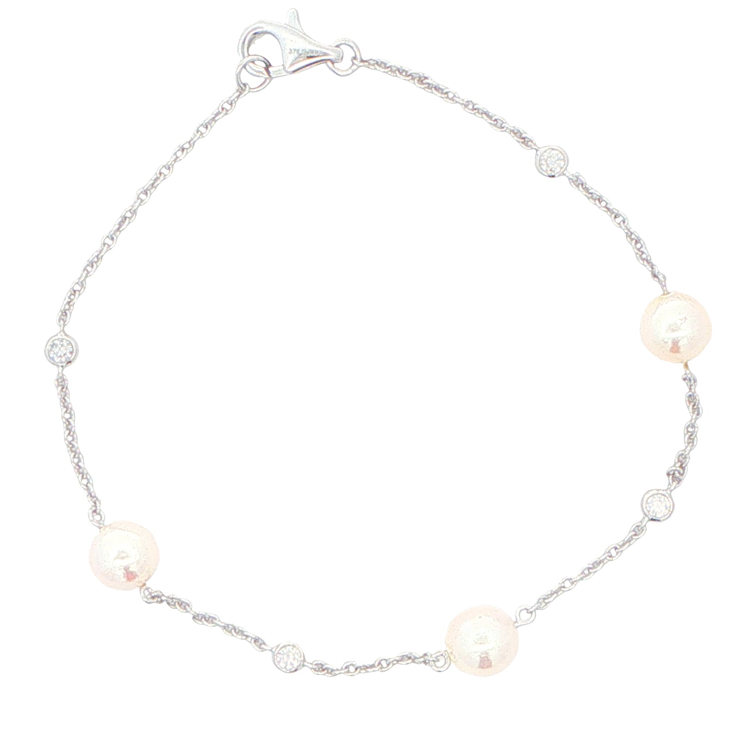 White Gold 'Yard of Diamond and Akoya Pearl' Bracelet Gardiner Brothers