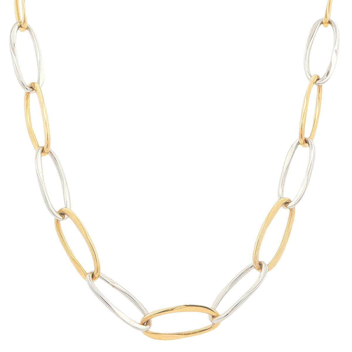 Yellow and white Gold Wavy Link Style Necklet