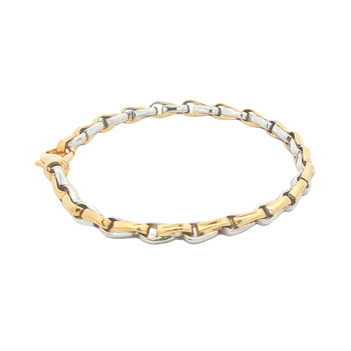 Yellow and White Gold Solid Tight Fancy Link Bracelet