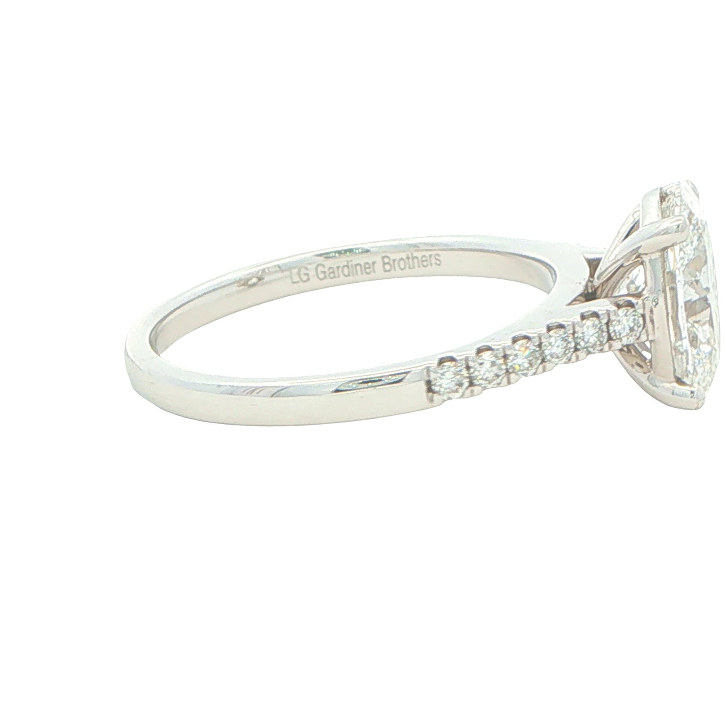 Lab Grown Oval Shaped Diamond Solitaire with diamond set shoulders - 2.30cts Gardiner Brothers