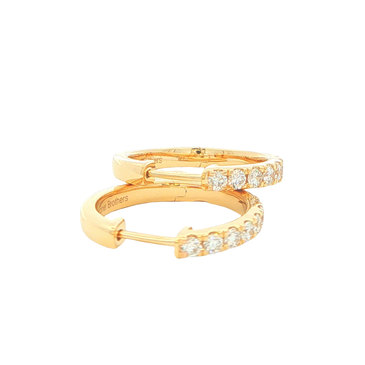 Round Brilliant Cut Diamond set Hoop Earrings 16mm - 0.50cts