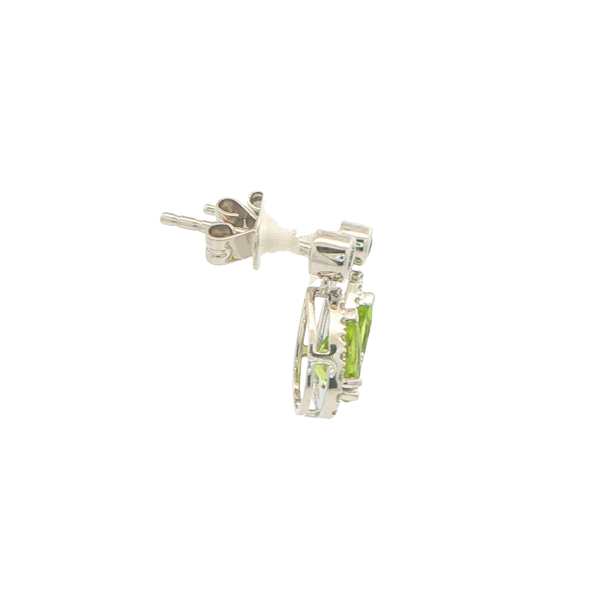 Pear Shaped Peridot and Diamond Halo Style Drop Earrings