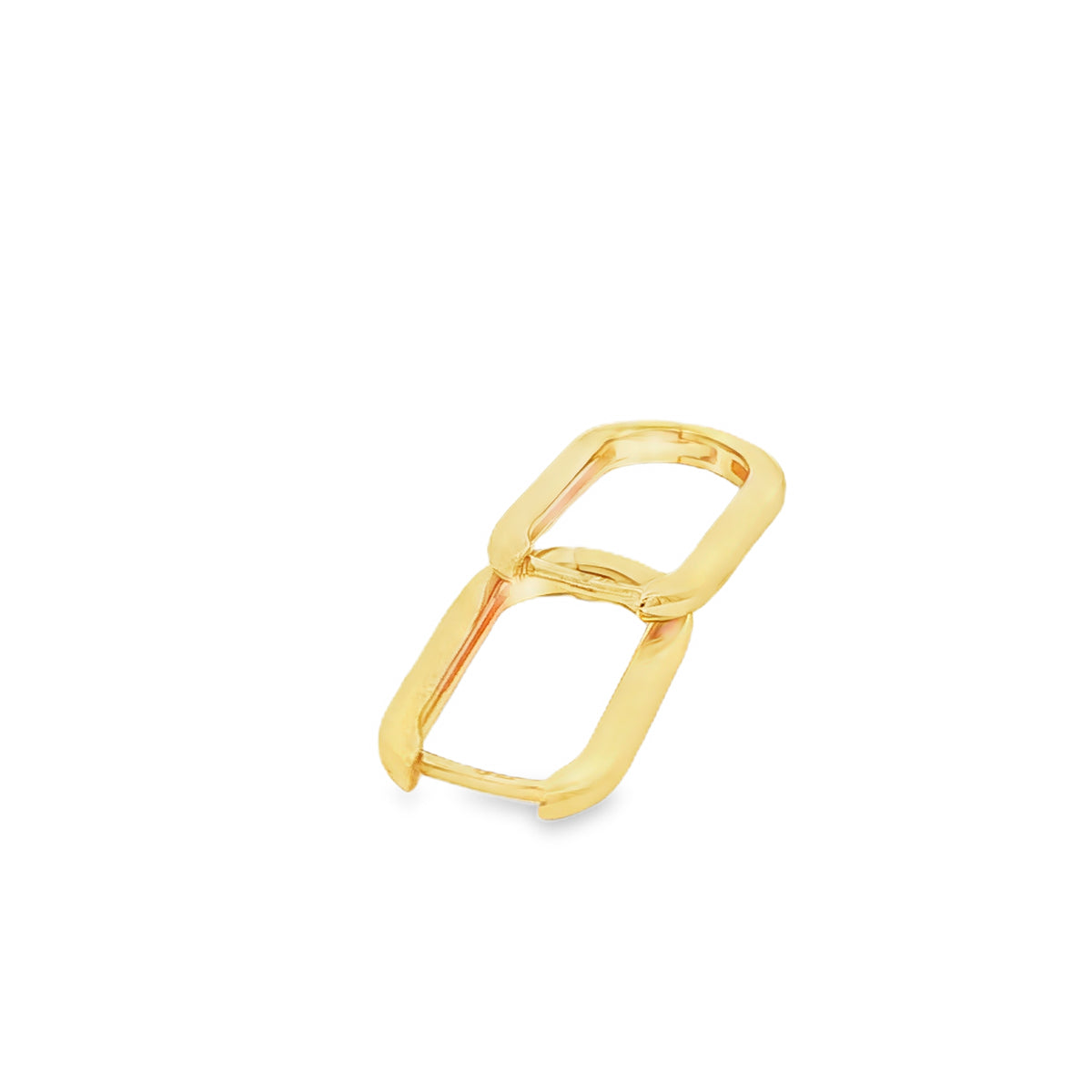 Yellow Gold Rectagular Hoop Earrings