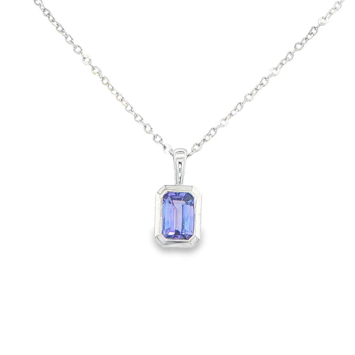 White Gold Octagonal Shaped Tanzanite Pendant