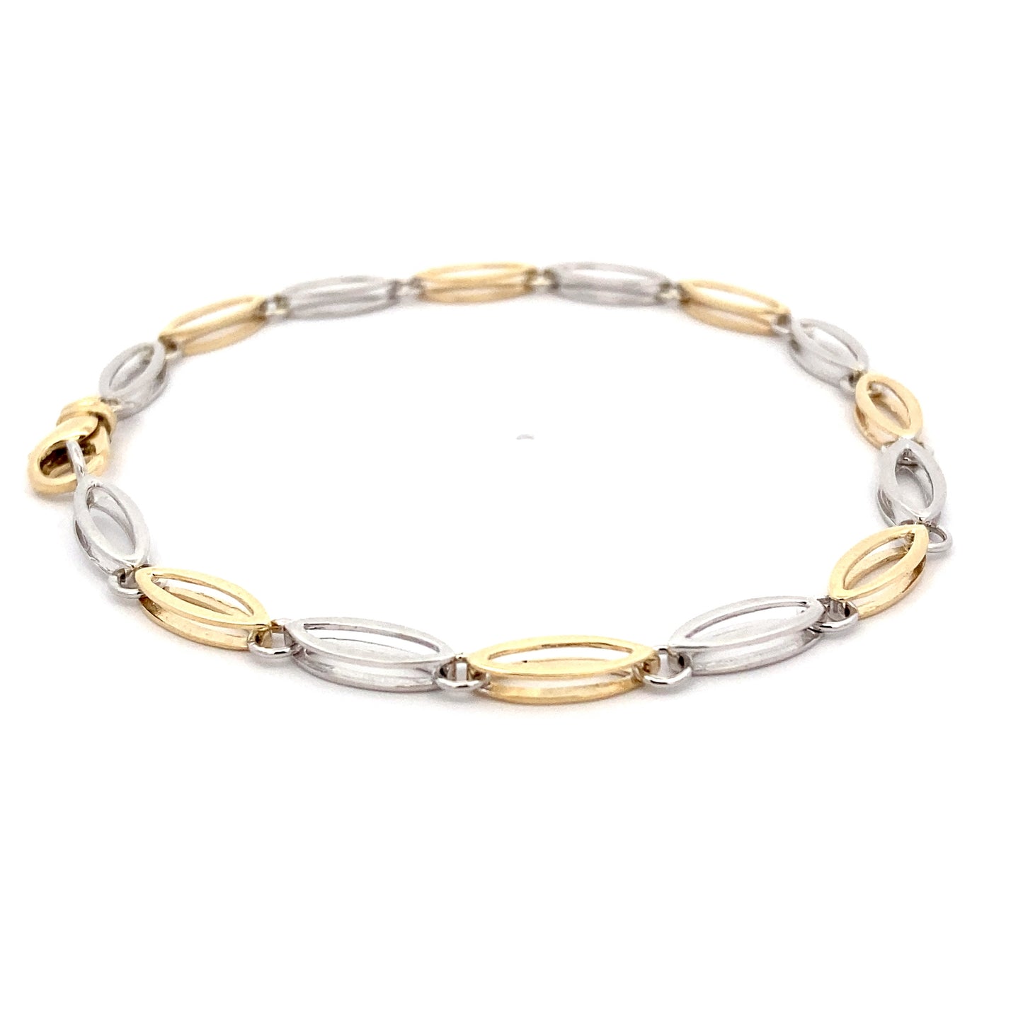 Yellow and White Gold Open Boat Link Bracelet  Gardiner Brothers   
