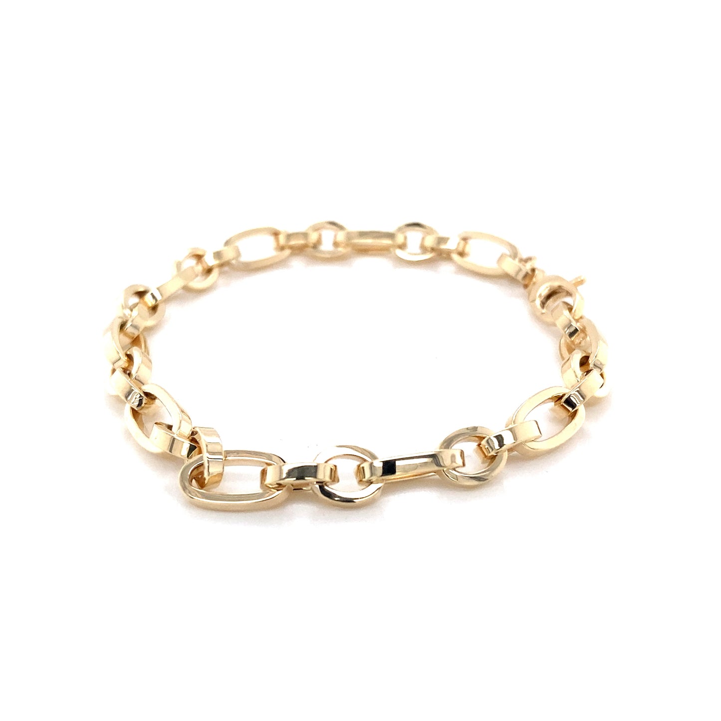 Yellow Gold Solid Oval Link Bracelet  Gardiner Brothers   