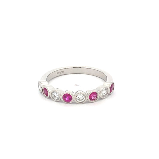 Pink Sapphire and Round Brilliant Cut Diamond Eternity Ring  Gardiner Brothers   