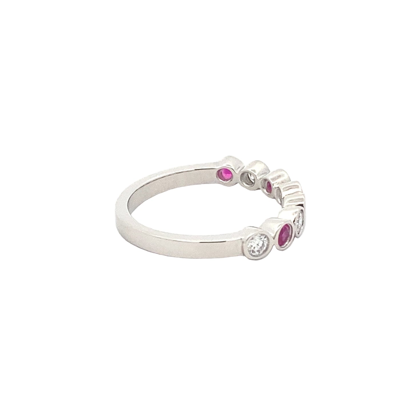 Pink Sapphire and Round Brilliant Cut Diamond Eternity Ring Gardiner Brothers