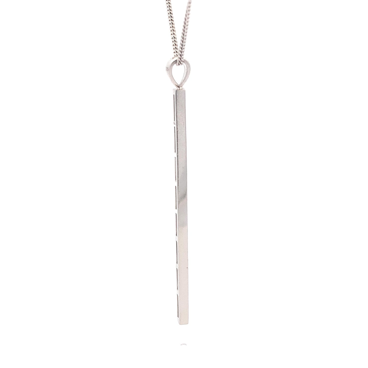 White Gold Round Brilliant Cut Diamond Stick Pendant Gardiner Brothers