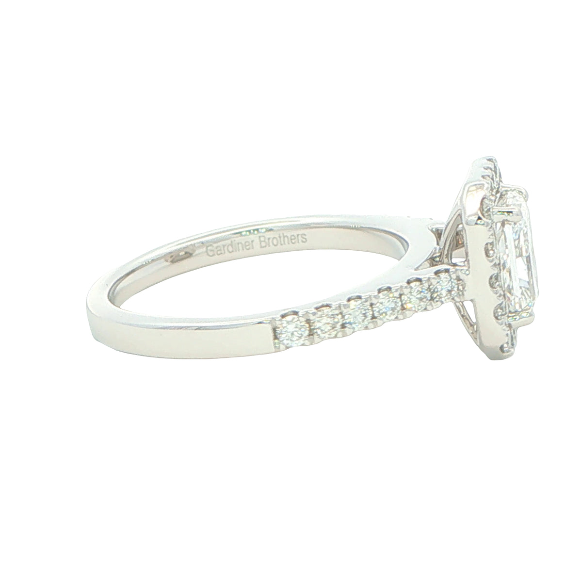 Platinum Radiant Cut Diamond Halo Cluster Style Ring - 1.50cts