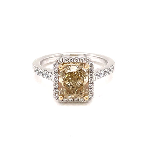 Radiant Cut Yellow Diamond Halo Style Ring - 2.42cts  Gardiner Brothers   