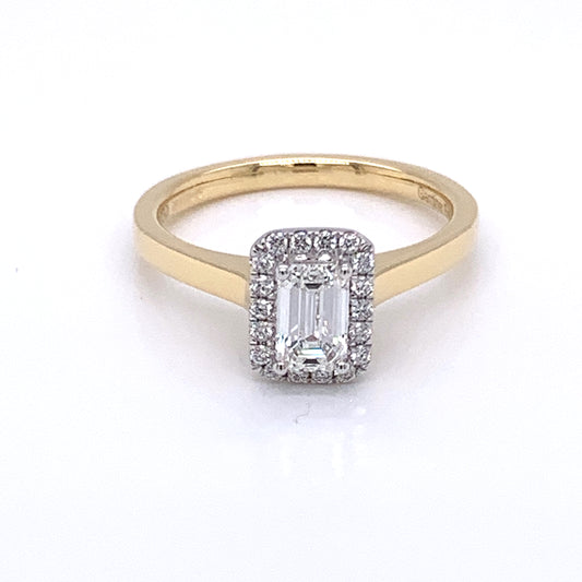 Emerald Cut Diamond Halo Style Ring  Gardiner Brothers   