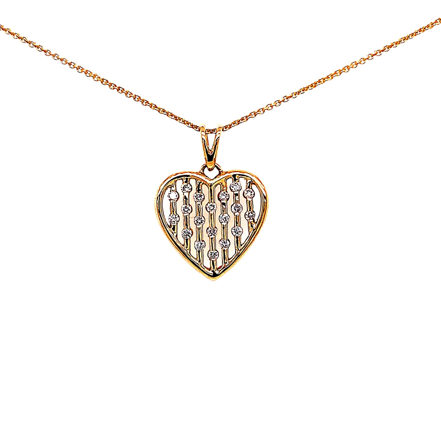 Yellow Gold Diamond Studded Heart Pendant Gardiner Brothers