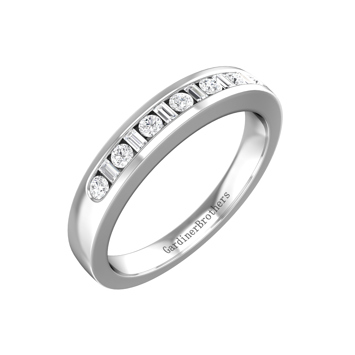 Baguette and round sales wedding band