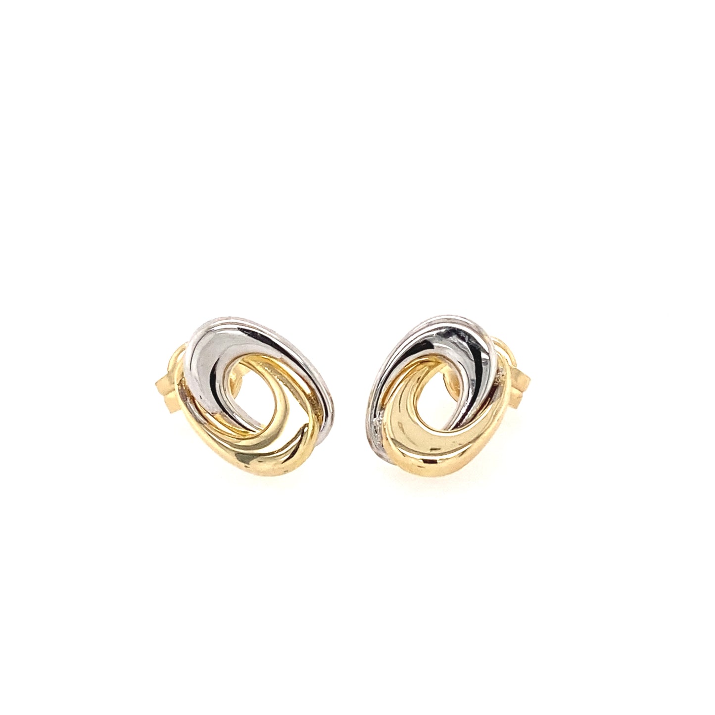 Yellow and White Gold Off-set Oval Stud Earrings Gardiner Brothers