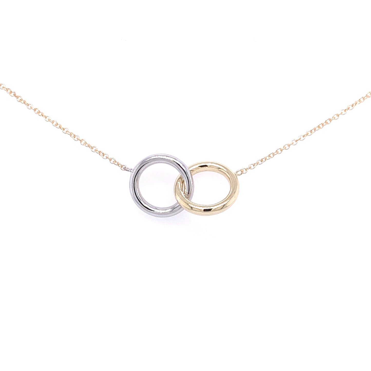 Yellow and White Gold Interlocking Circles Pendant Gardiner Brothers