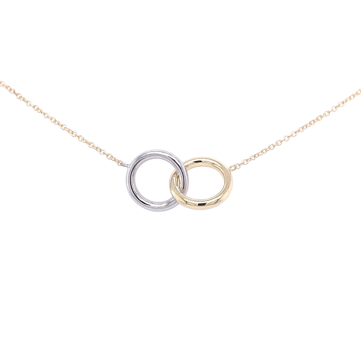 Yellow and White Gold Interlocking Circles Pendant Gardiner Brothers