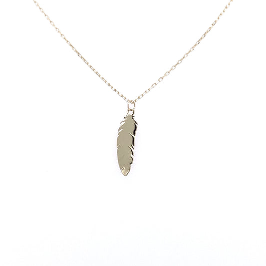 Yellow Gold Feather Pendant  Gardiner Brothers   