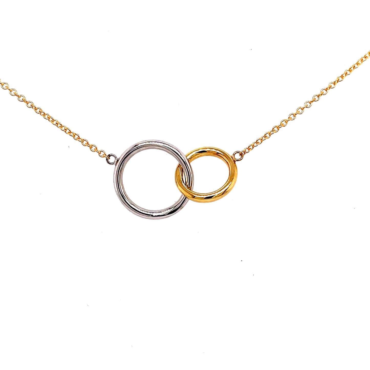 Yellow and White Gold Interlocking Circles Pendant Gardiner Brothers
