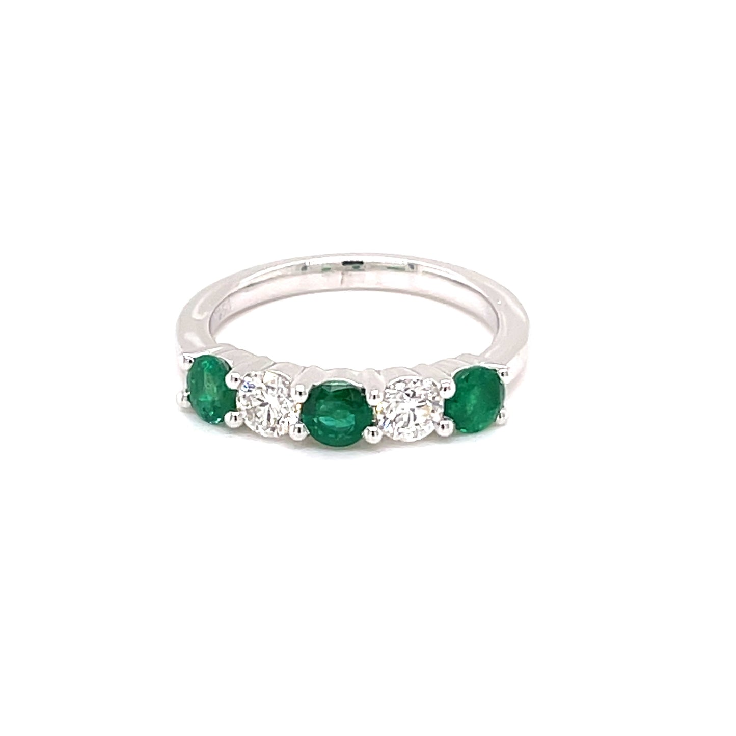 Emerald and Round Brilliant Cut Diamond 5 Stone Ring Gardiner Brothers