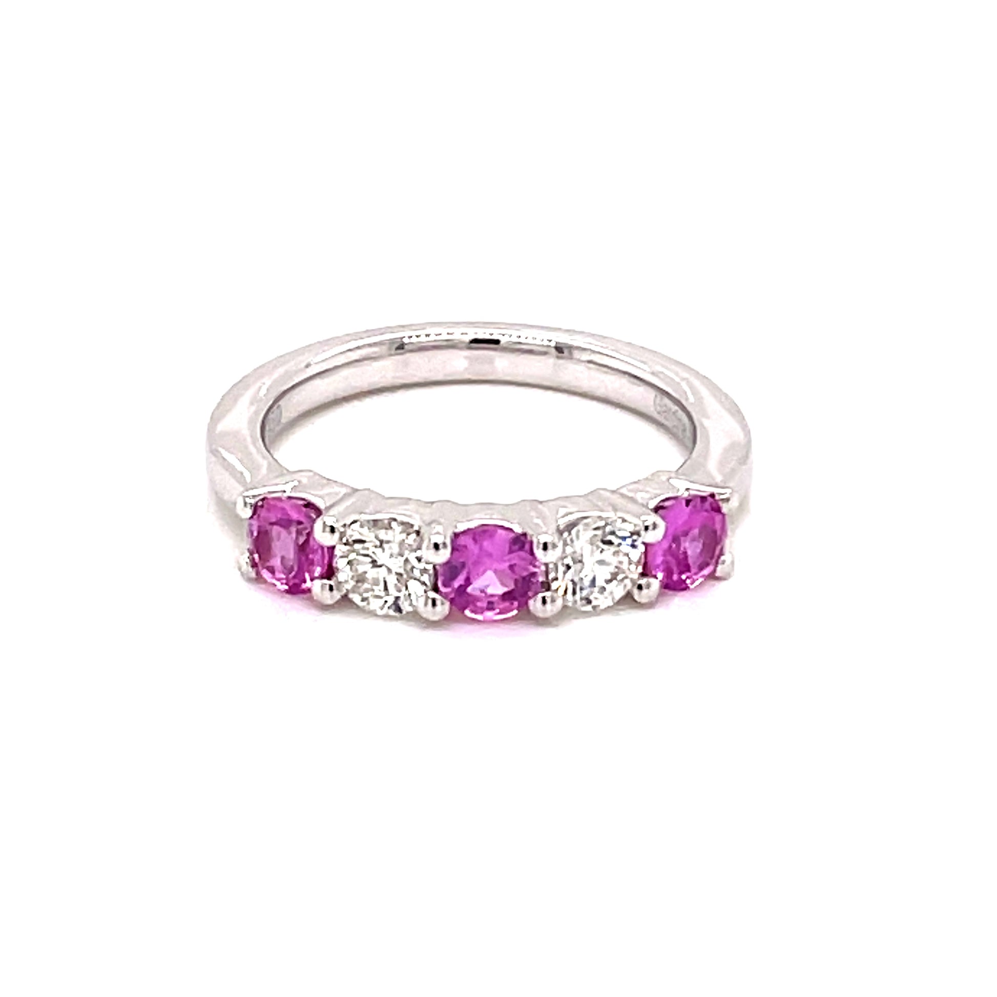 Pink Sapphire and Round Brilliant Cut Diamond 5 Stone Ring  Gardiner Brothers   