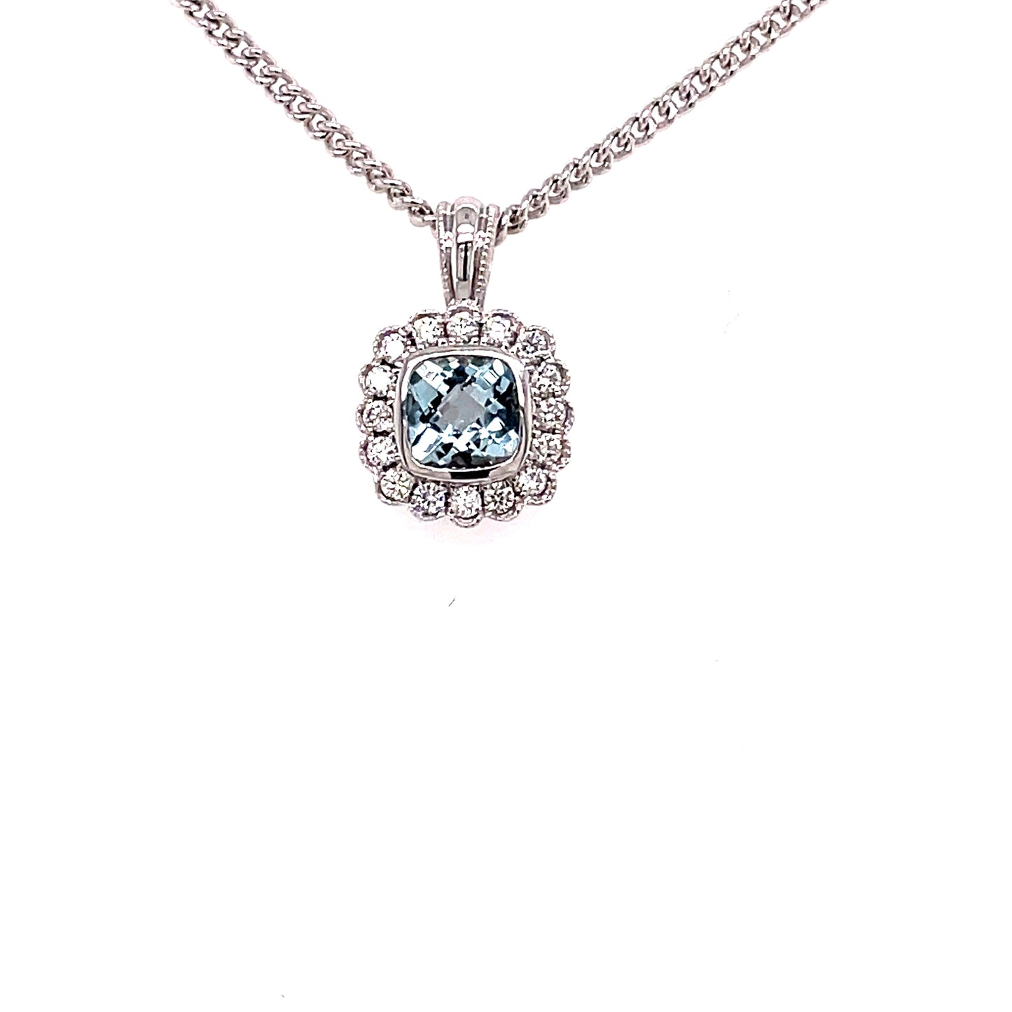 Aquamarine and Diamond Vintage Style Pendant Gardiner Brothers