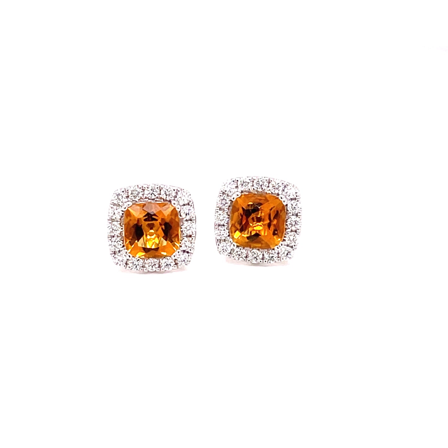 Citrine and Diamond Halo Style Earrings Gardiner Brothers