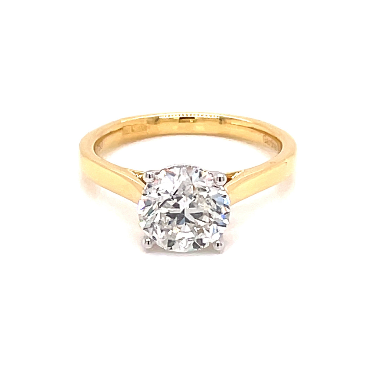 Yellow Gold Round Brilliant Cut Diamond Solitaire Ring - 2.01cts Gardiner Brothers