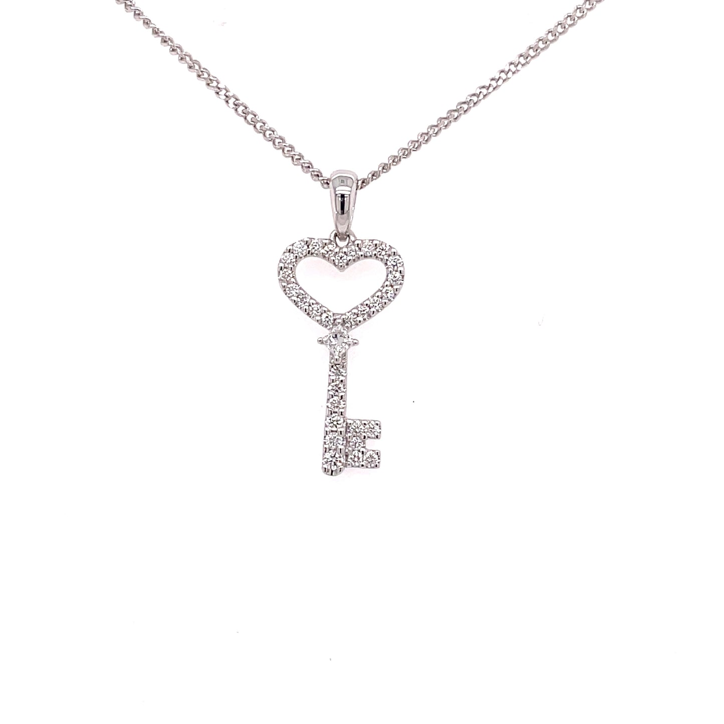 White Gold Diamond Set Key Style Pendant Gardiner Brothers