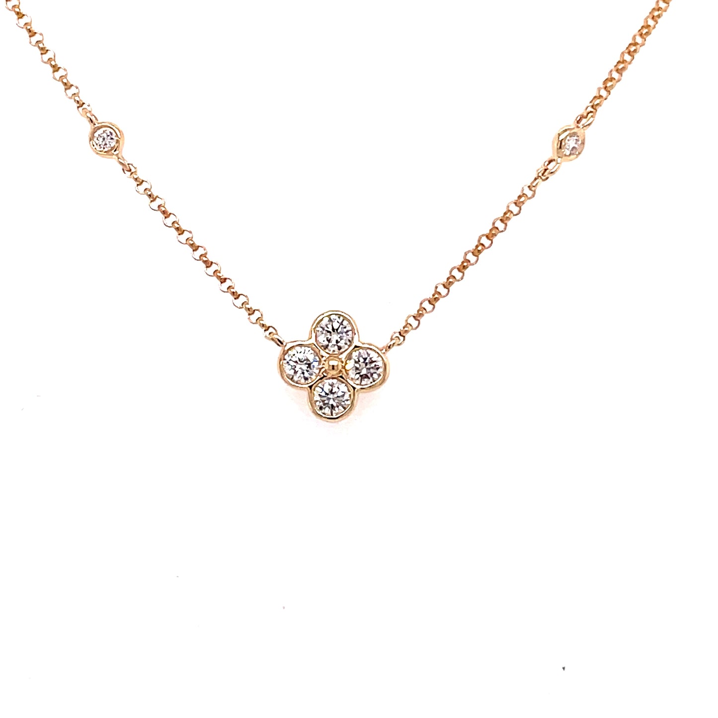 Yellow gold Diamond Flower Style Necklet Gardiner Brothers