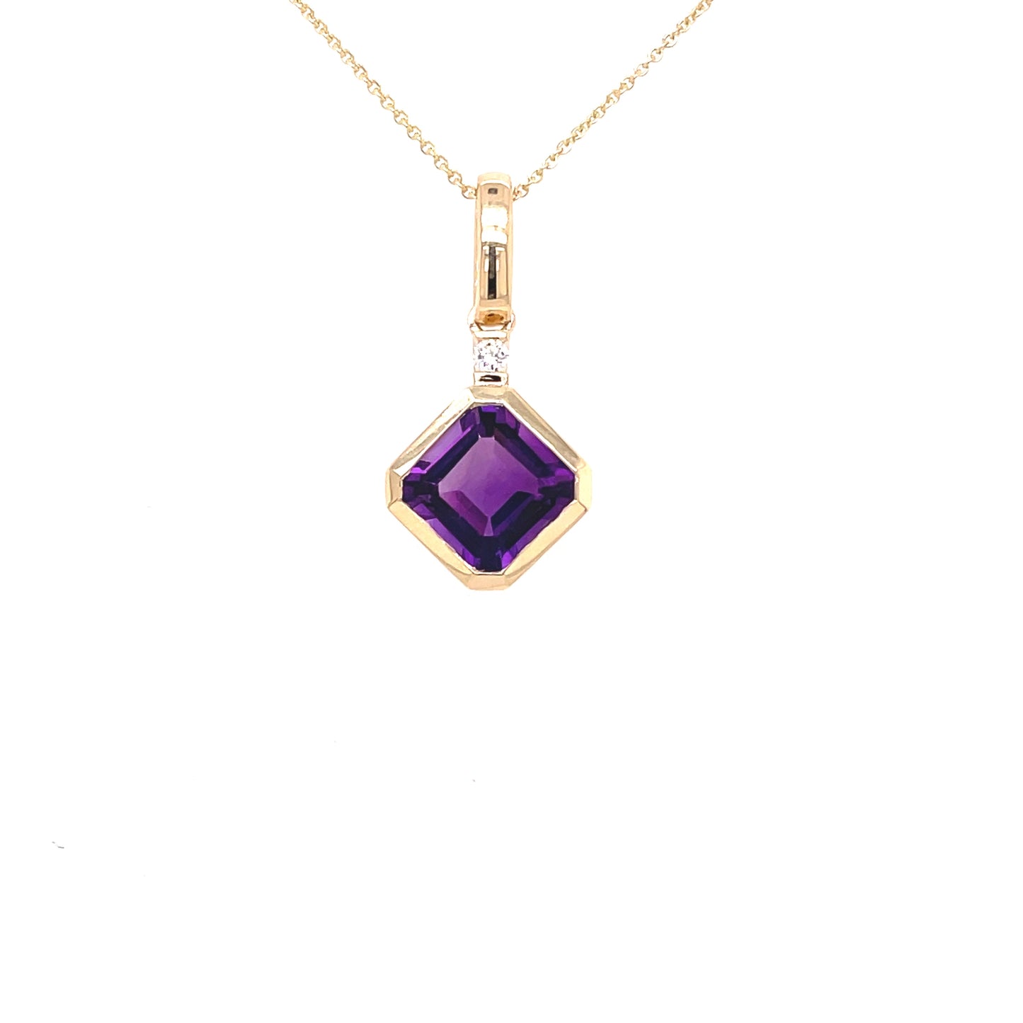 Amethyst and Round Brilliant Cut Diamond Pendant Gardiner Brothers