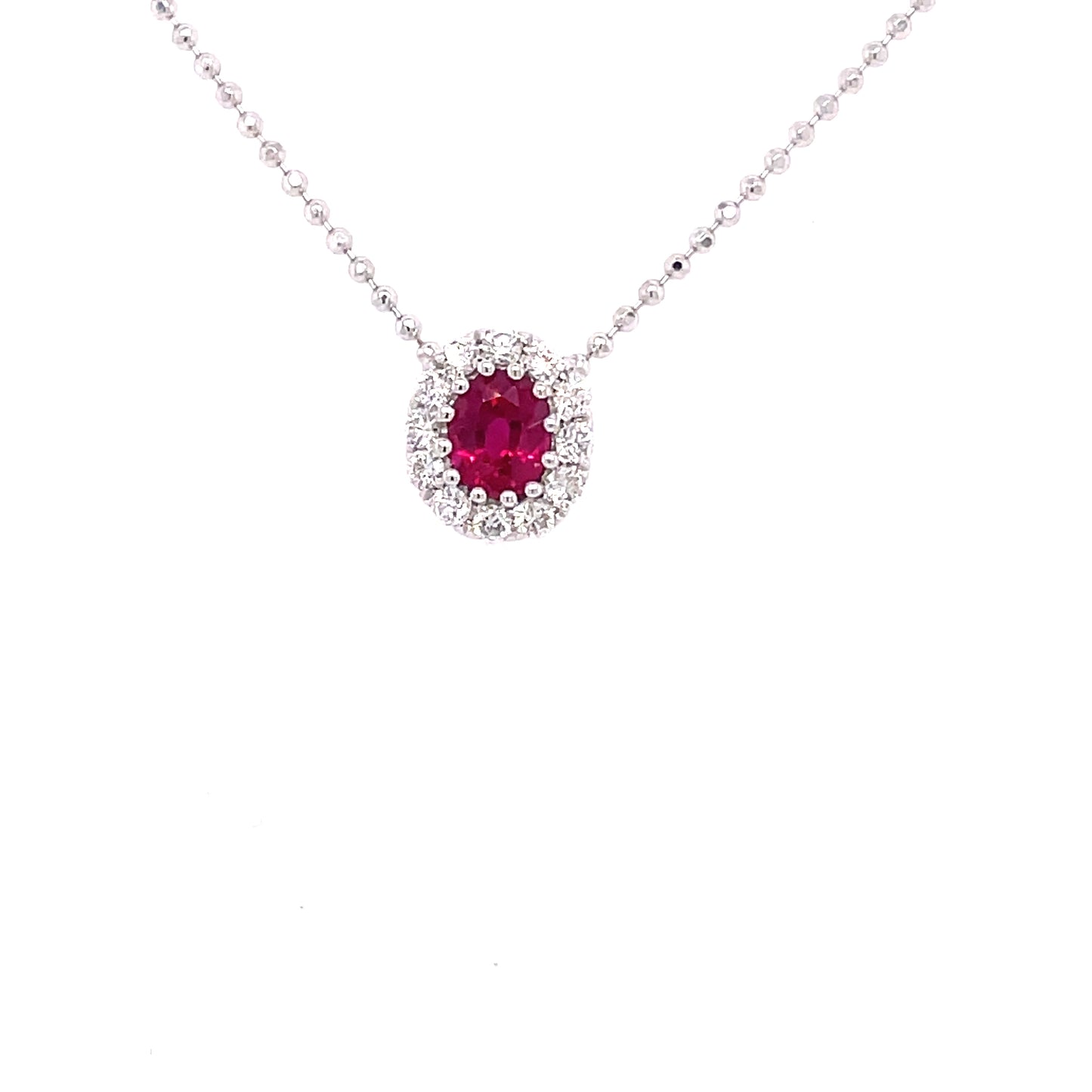 Ruby and Diamond Halo Style Pendant Gardiner Brothers