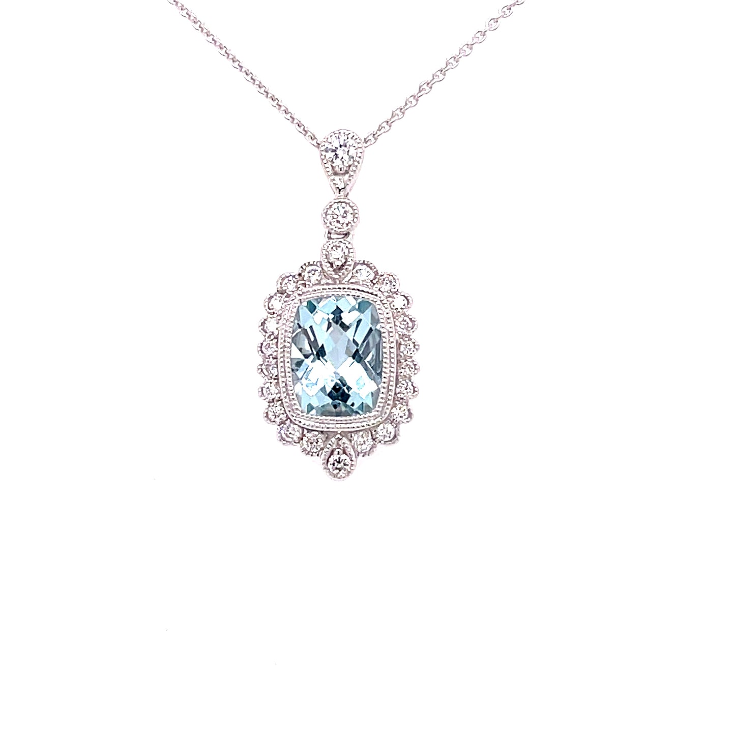 Aquamarine and Diamond Vintage Style Pendant Gardiner Brothers