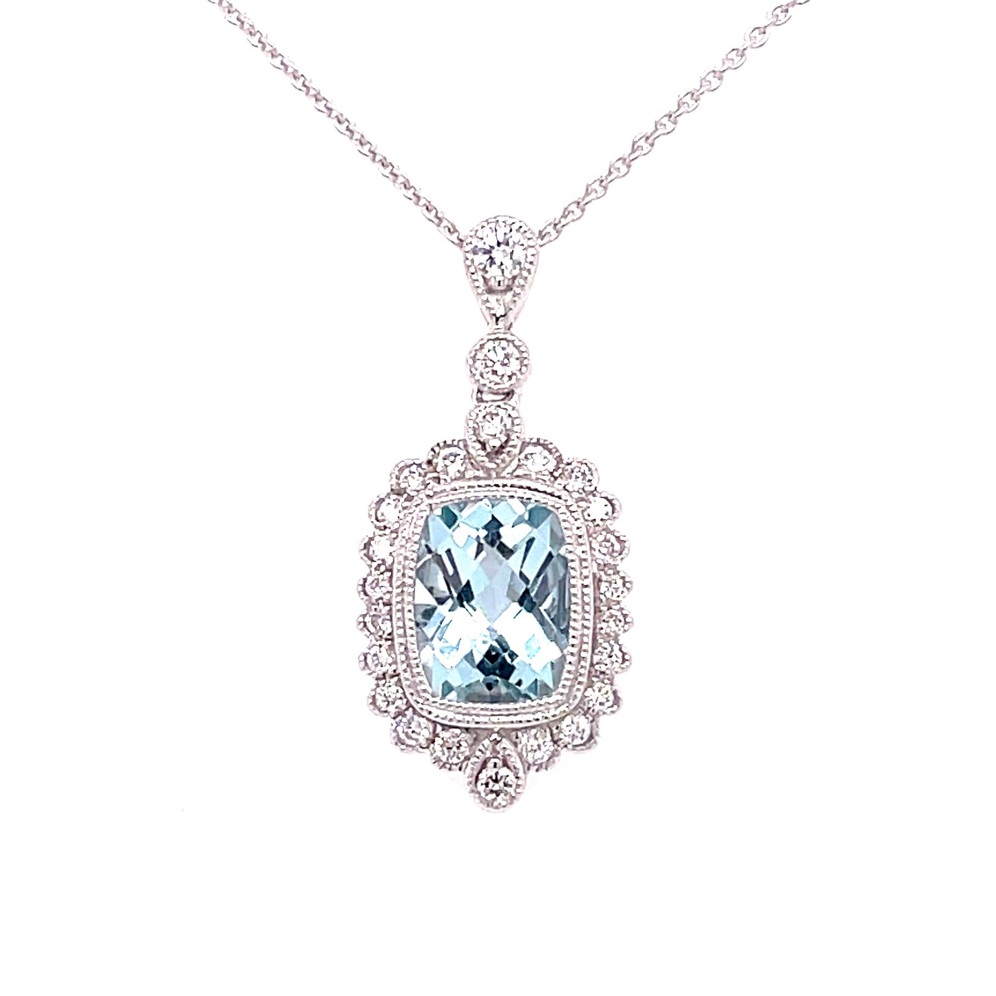 Aquamarine and Diamond Vintage Style Pendant Gardiner Brothers