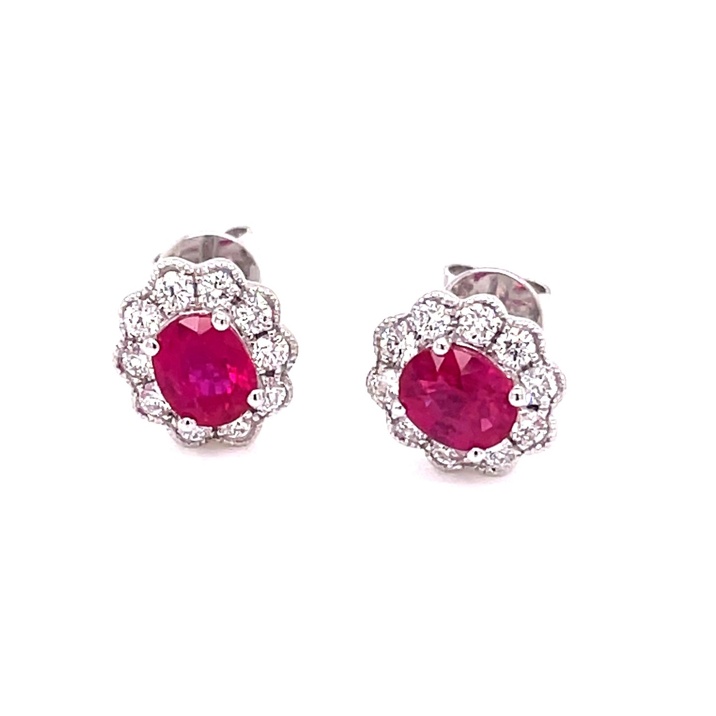 Ruby and Diamond Vintage Style Cluster Earrings Gardiner Brothers