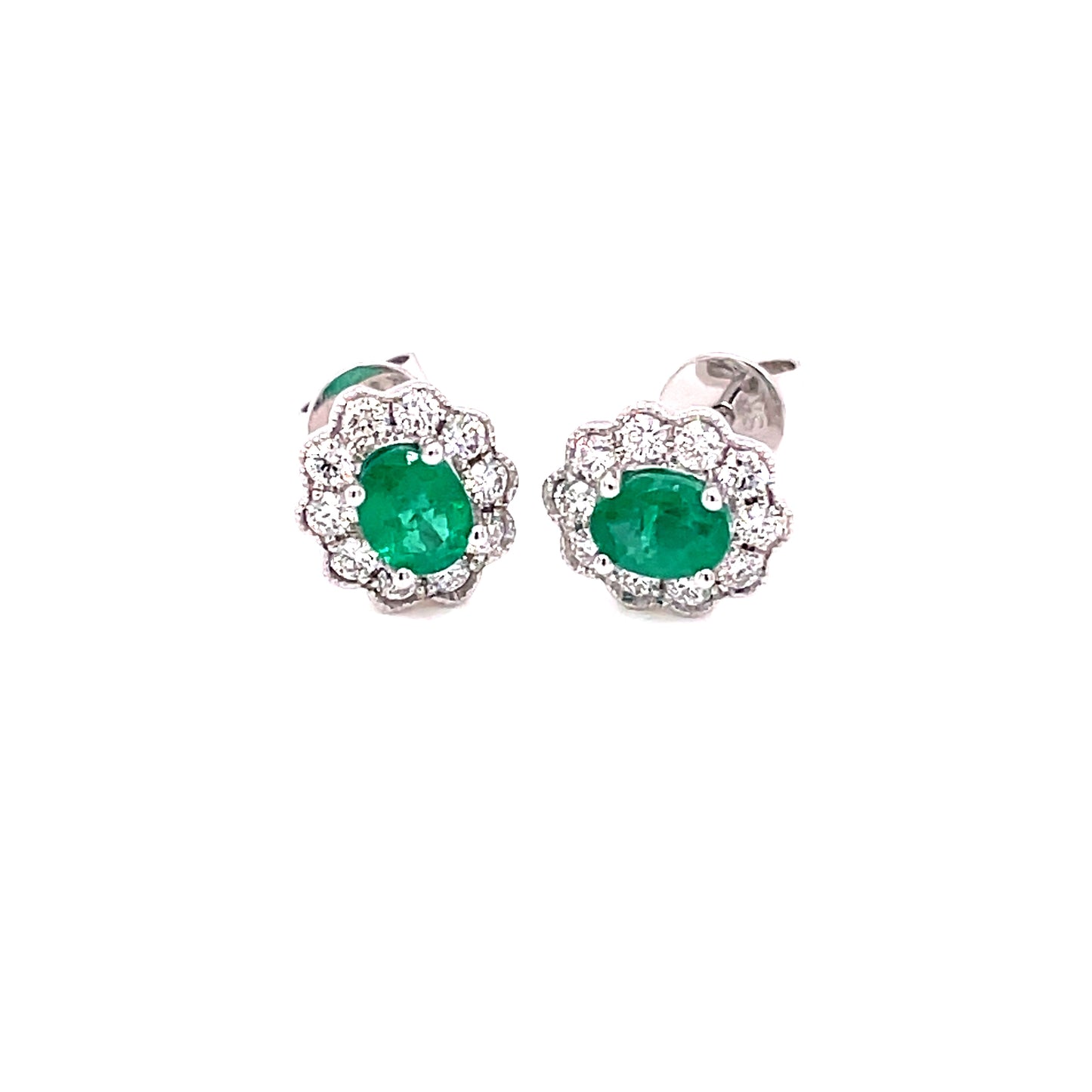 Emerald and Diamond Vintage Style Cluster Earrings Gardiner Brothers