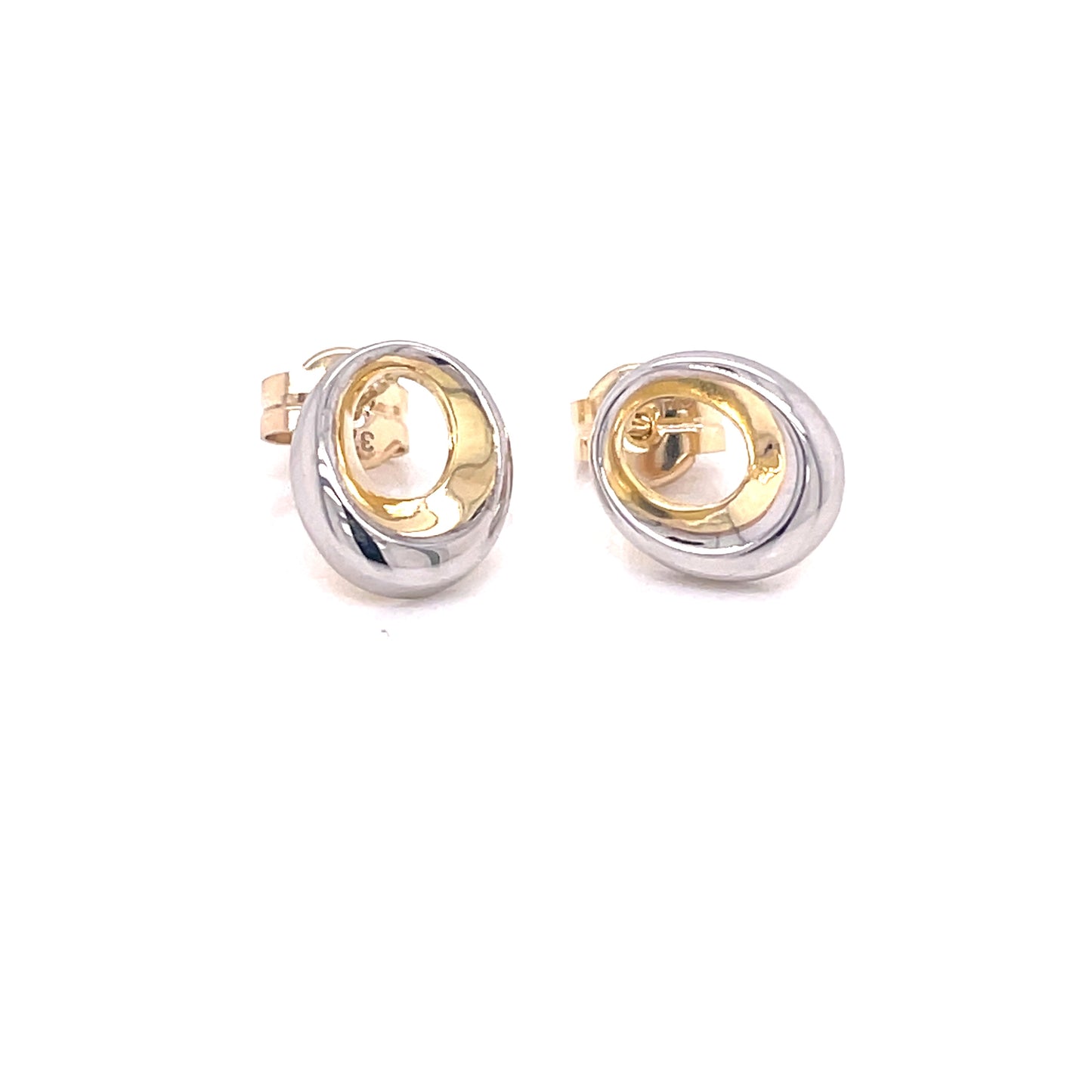 Yellow and White Gold Oval Stud Earrings Gardiner Brothers