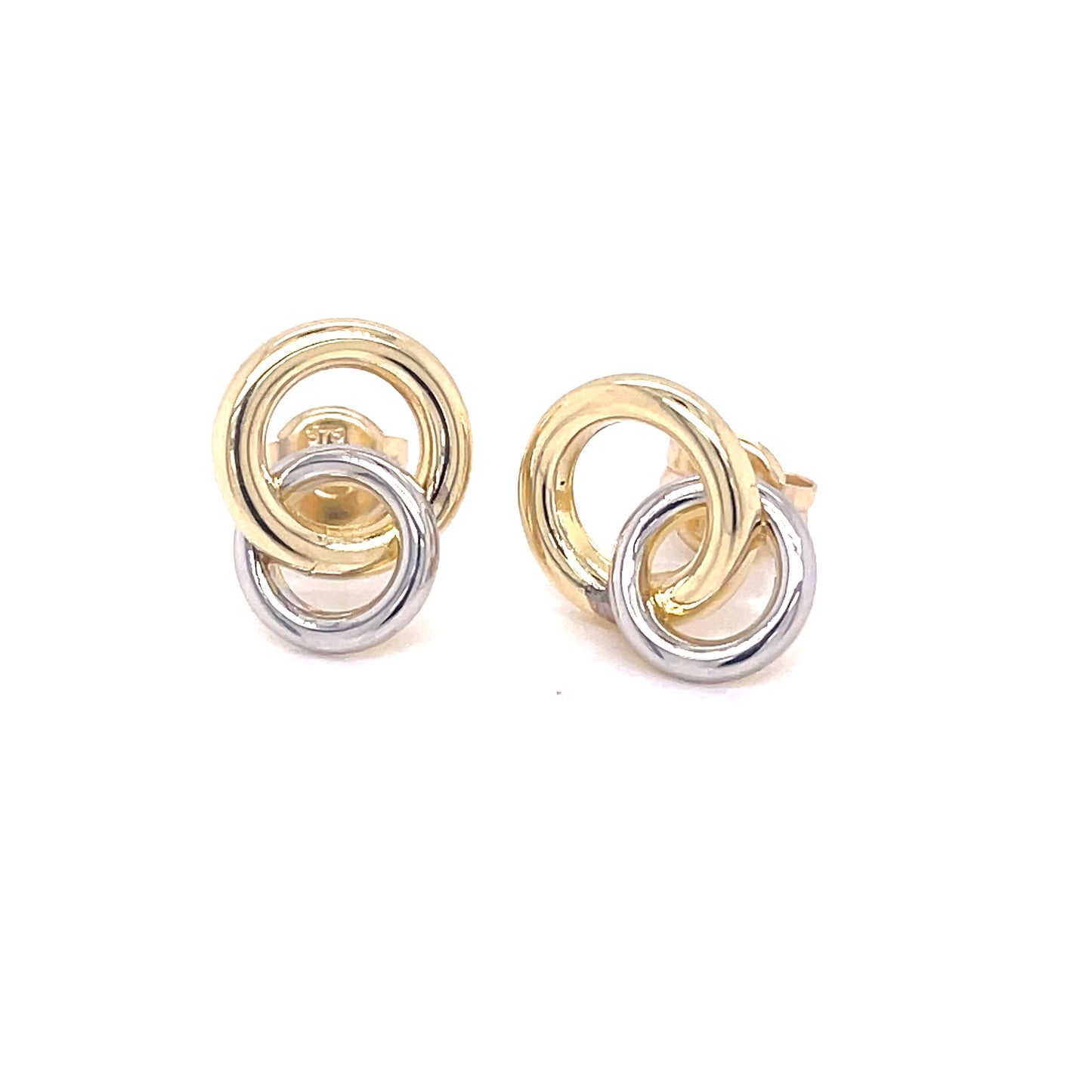 Yellow and White Gold Interlocking Circles Earrings Gardiner Brothers