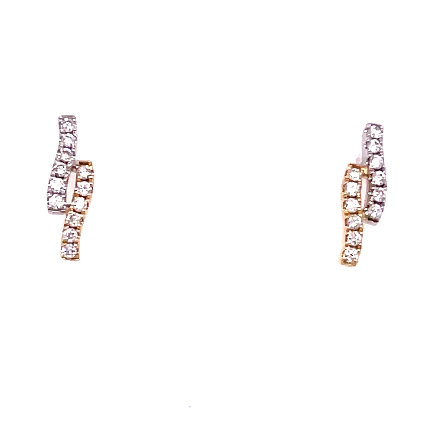 Yellow and White Gold Diamond wavy style Earrings Gardiner Brothers