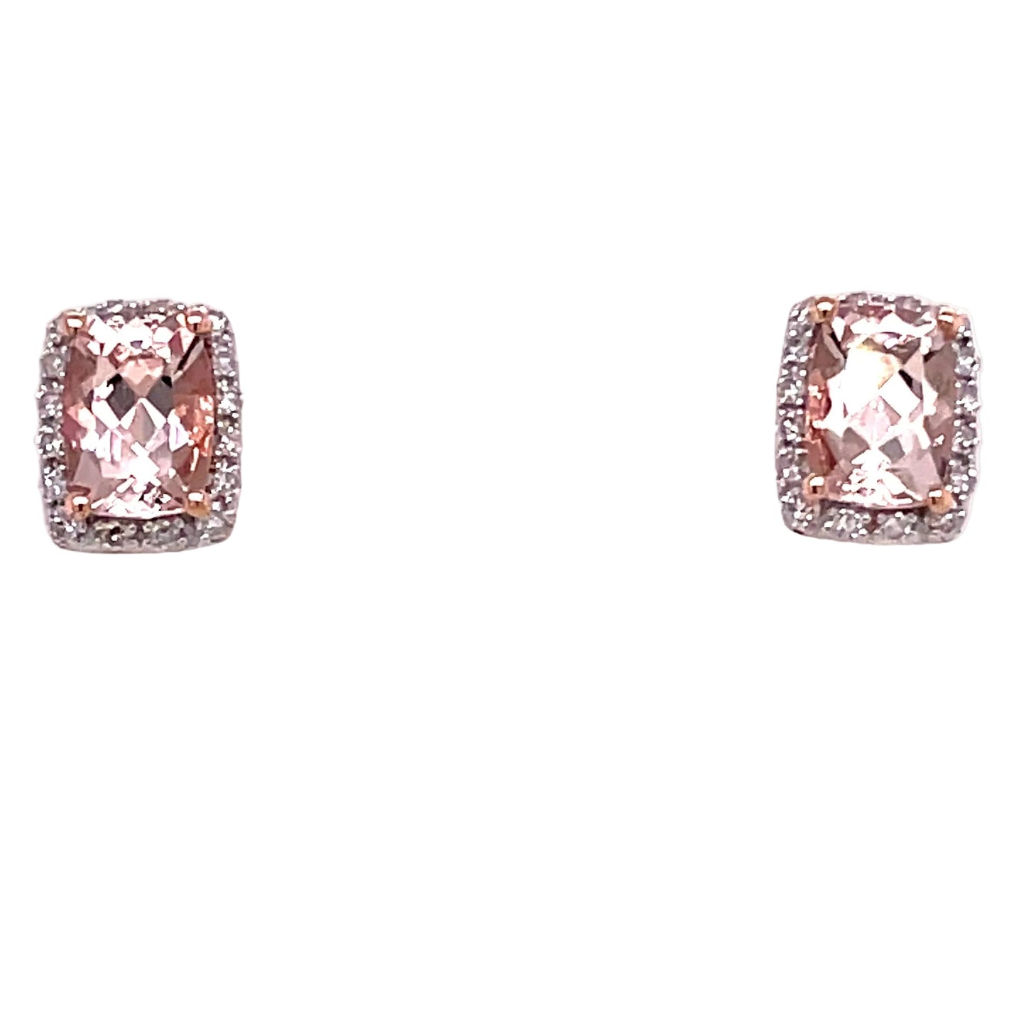 Morganite and Diamond Halo Style Earrings Gardiner Brothers