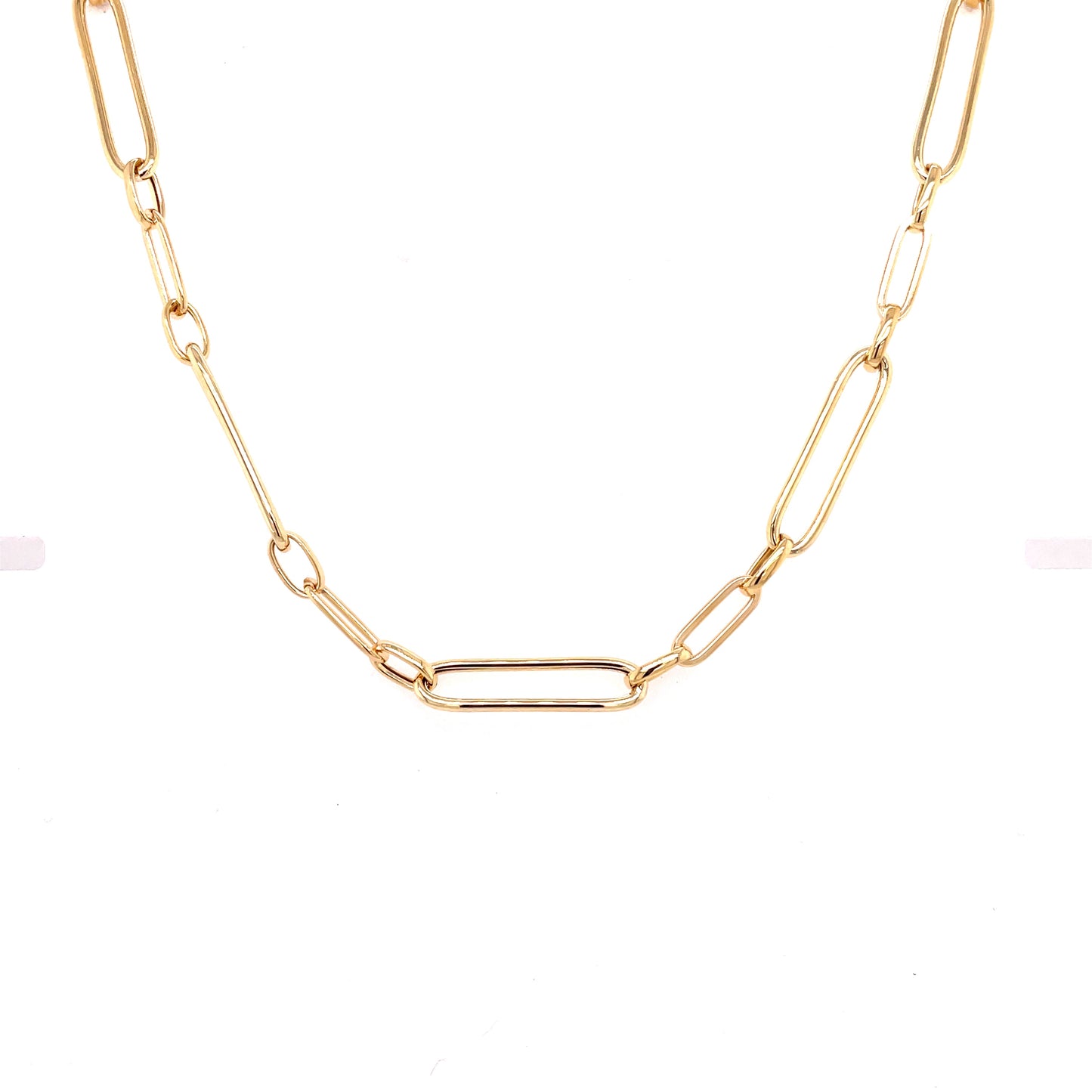 Yellow Gold, Large and Small Oblong Link Necklet Gardiner Brothers