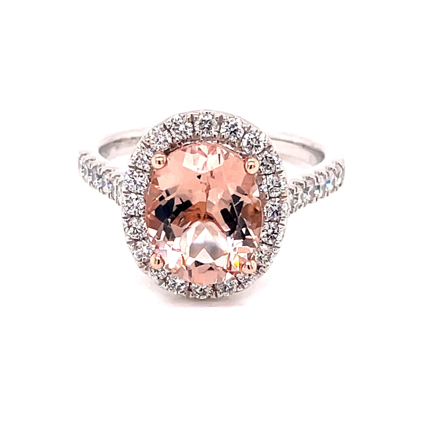 Morganite and Round Brilliant Cut Diamond Halo Style Ring Gardiner Brothers