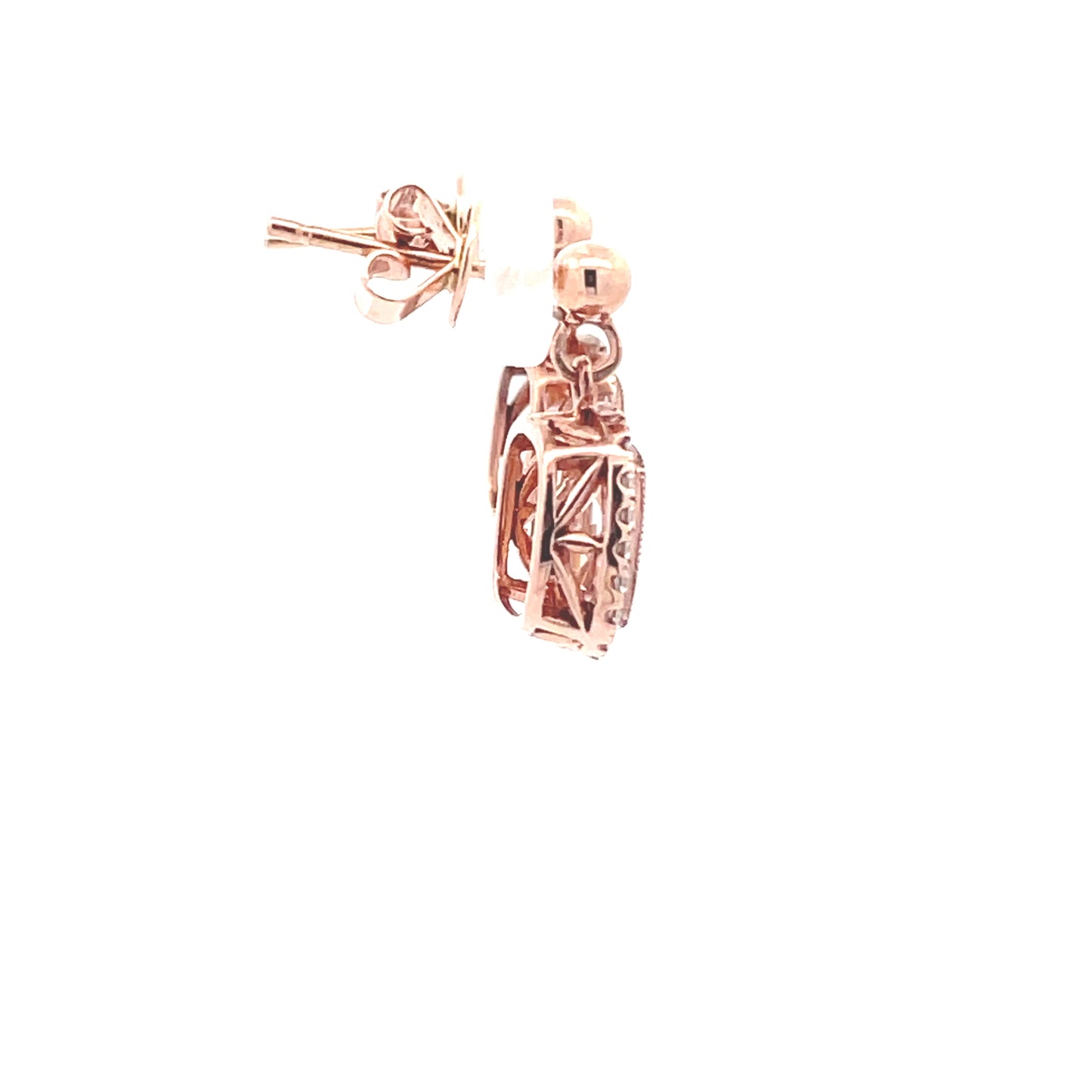 Rose Gold, Morganite and Diamond Halo Style Earrings Gardiner Brothers