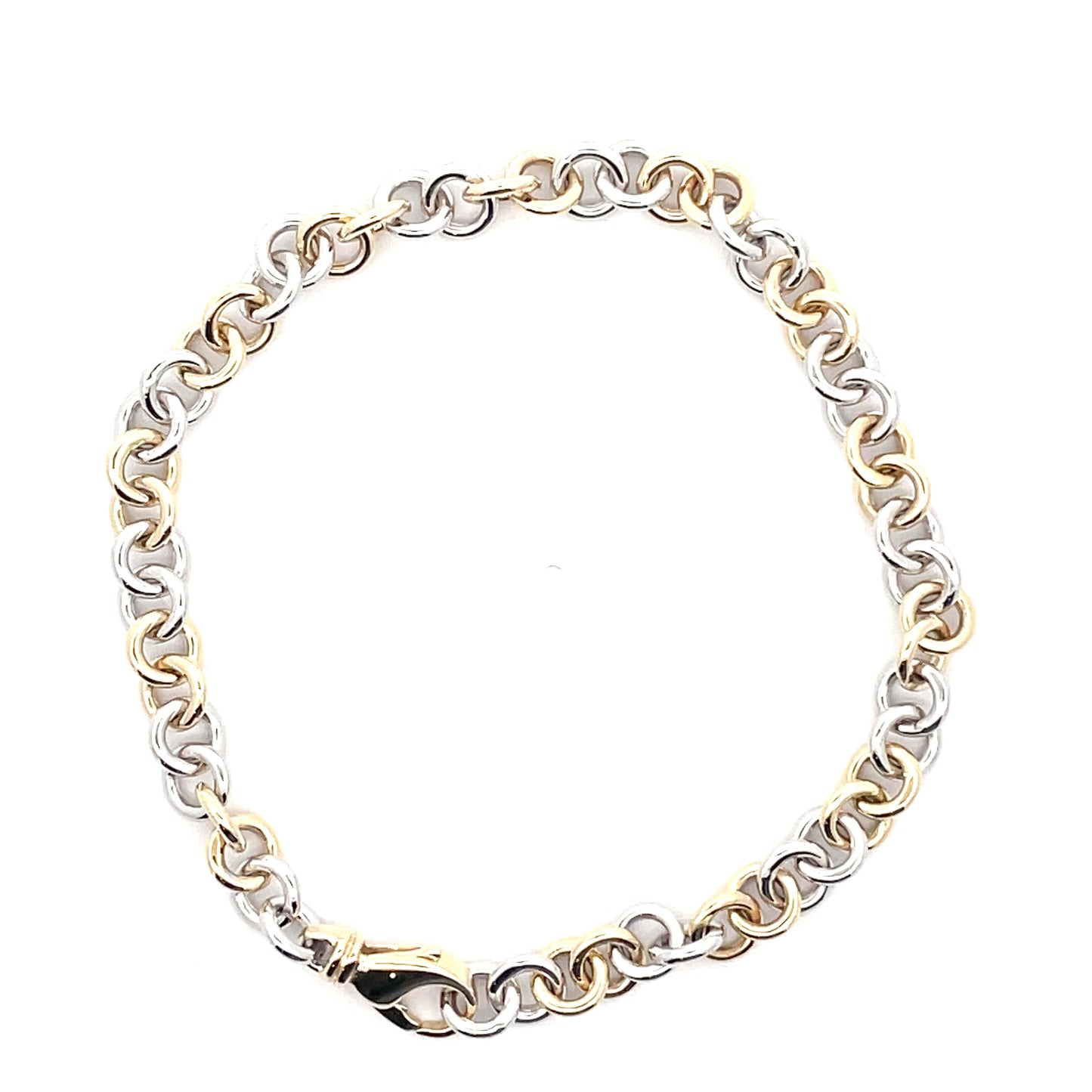 Yellow and White Gold Circular Link Bracelet Gardiner Brothers